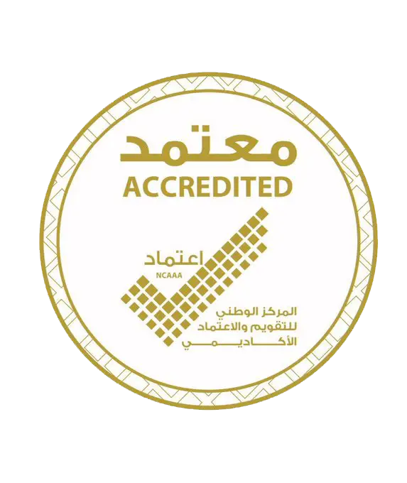 ختم فترة العصر الذهبي نصاً باللغتين العربية والإنجليزية، حيث يظهر فيه كلمتا "معتمد" و"معتمد"، بالإضافة إلى شعار واسم المركز الوطني للتقويم والاعتماد الأكاديمي (NCAAA). وتتميز بالطابعة الرسمية التي تتبع في القصيم.
