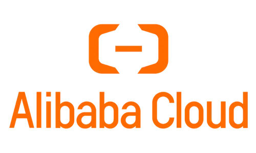 The Alibaba Cloud logo consists of an orange cloud icon with a modern design above the name "Alibaba Cloud" written in orange letters on a white background. This logo is often seen in materials for course and certification centers.