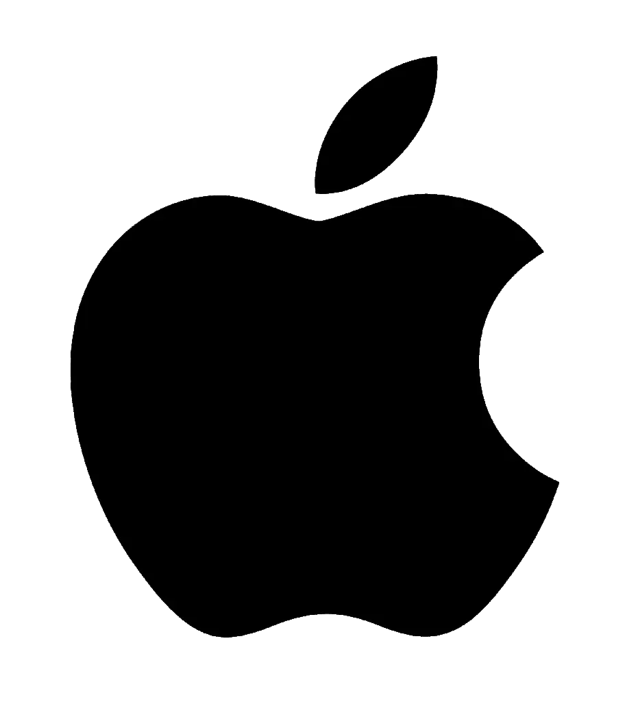 A black sketch of an apple showing a bite taken from the right side, with a separate leaf on top of the apple in a way similar to the Apple logo, on a white background. This design symbolizes the professional courses and certificates centers, taking into account the official character of Al-Qassim University.