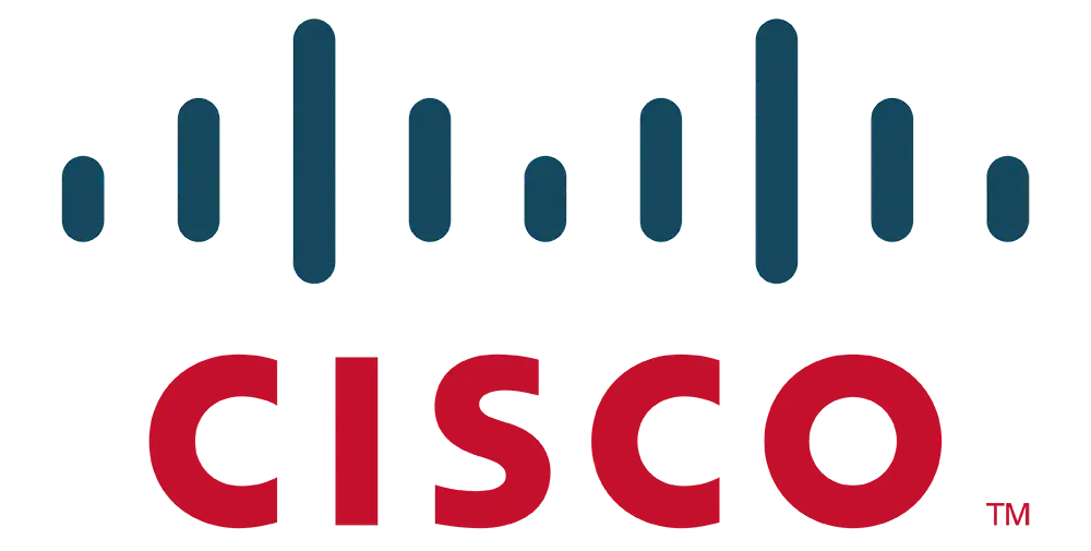 The image shows the logo of Cisco (Cisco), where the company's name appears in bold letters in red and is topped with a blue vertical bar This logo is frequently seen in specialized course centers, and is usually associated with professional networking and IT companies.