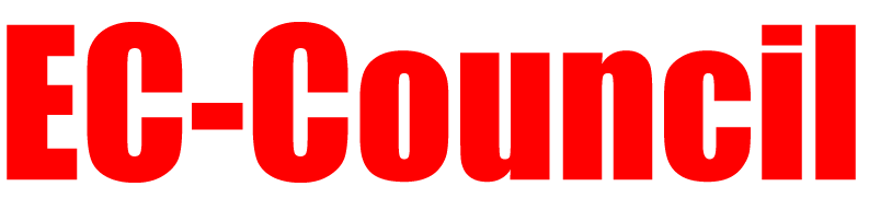 The image displays the text "EC-Council" written in large, red, bold letters on a transparent background, often associated with specialized professional certifications in the field of cybersecurity.