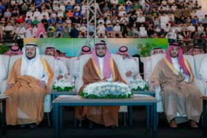 Distinguished academic figures at the closing ceremony of the summer club at Qassim University in the presence of the university president.