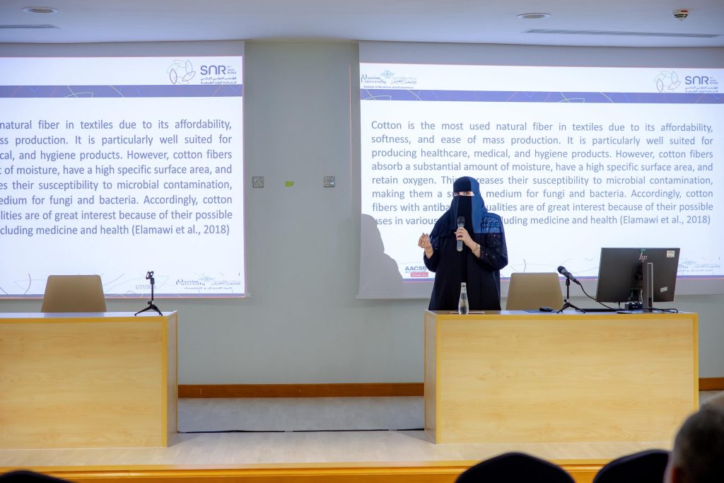 Scientific presentation at the second international conference at Qassim University on cotton fibers and their applications.