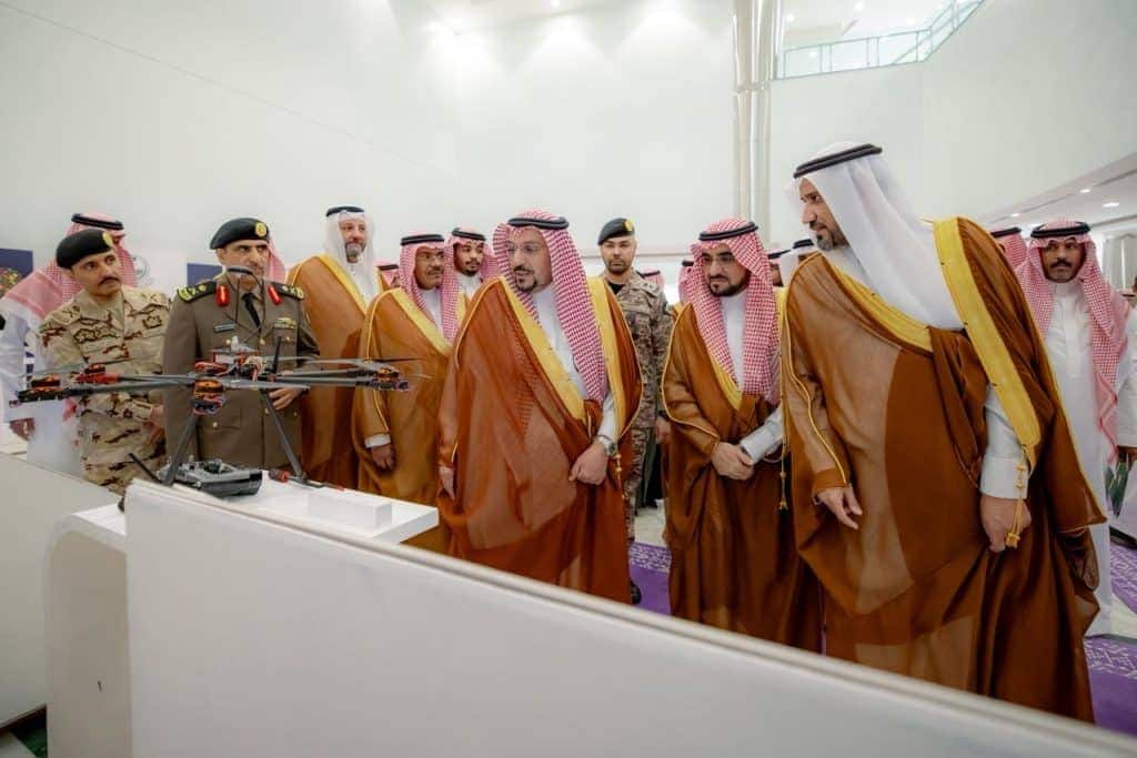 Saudi officials review modern crowd management technologies at the National Forum at Qassim University.