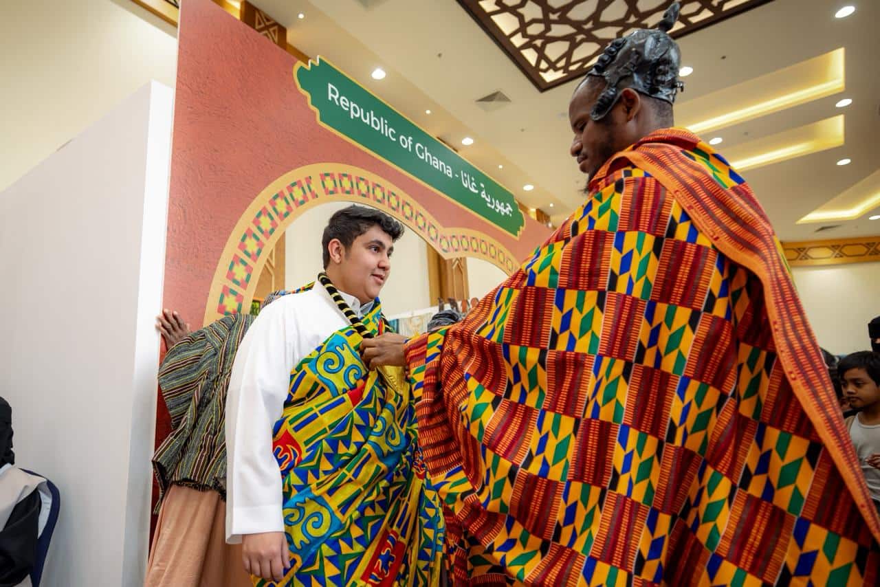 Cultural event at the Port of the Republic of Ghana at Qassim University to promote international understanding.