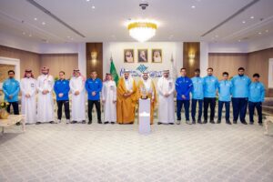 Honorary recognition of the winning students at Qassim University in the archery championship at the university campus.