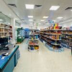 A small supermarket in one of Qassim University's student housing buildings, offering a variety of food items.