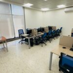 A modern and well-equipped study lab in one of the student housing buildings at Qassim University.