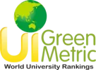شعارات تعتمد الجامعات العالمية UI GreenMetric، بما في ذلك مجسم اللون الأخضر والأصفر فوق الحروف الإنجليزية “UI”، وتعلو عبارة “Green Metric” و”تصنيفات الجامعات العالمية”. شعارات تعتمد الجامعات العالمية UI GreenMetric، بما في ذلك مجسم اللون الأخضر والأصفر فوق الحروف الإنجليزية "UI"، وتعلو عبارة "Green Metric" و"تصنيفات الجامعات العالمية".